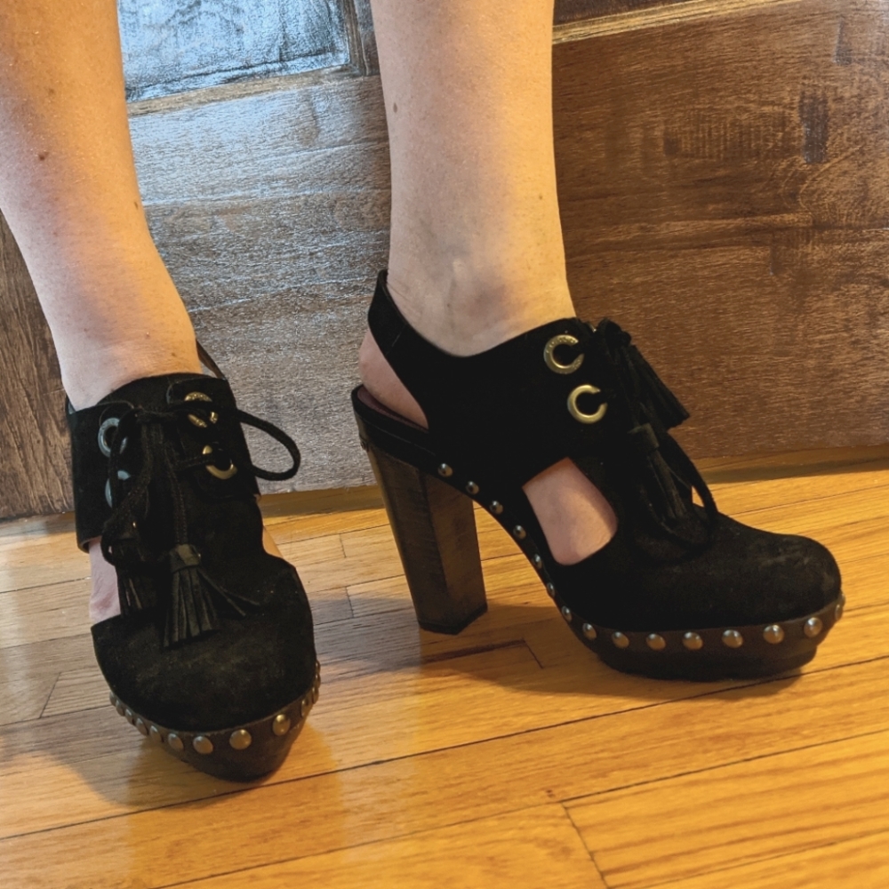 Coach Rena platform clogs size 10